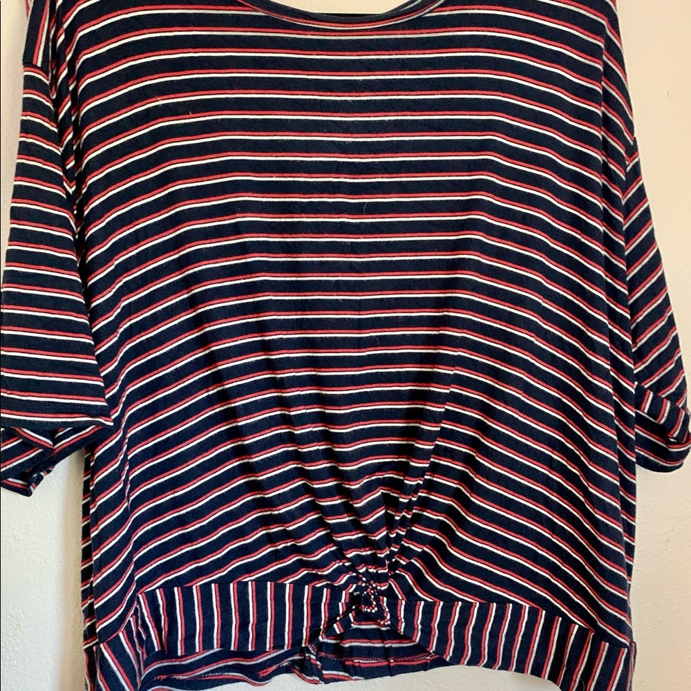 Bobeau Striped Twist-Hem Top 3x